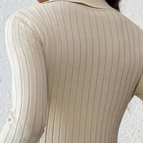 Maternity Half Button Fitted Nursing Sweater Dress - Picture 8 of 8